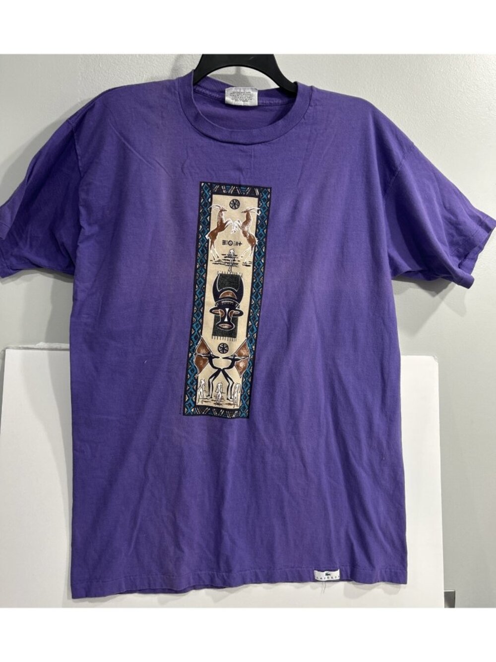 VINTAGE 90s Chemise Lacoste Patron T-Shirt XL Patron Single Stitch Purple 1991